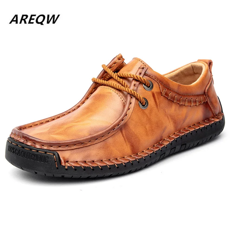 

Fashion Peas Shoes 2019 Men's Casual Shoes Four Seasons Leather Flats Pure Hand Sewing Moccasins Business Sneakers Loafers
