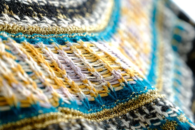 Truevoker осенний дизайнерский вязаный длинный пуловер Женский высококачественный длинный рукав ретро полосатый геометрический вязаный свитер Топ