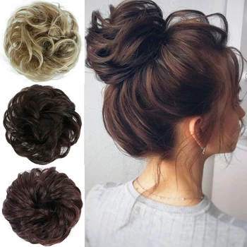

AILIADE Synthetic Flexible Hair Buns Hair Piece Curly Scrunchy Chignon Donut Elastic Wrap Ponytail Extensions Rope Rubber Band