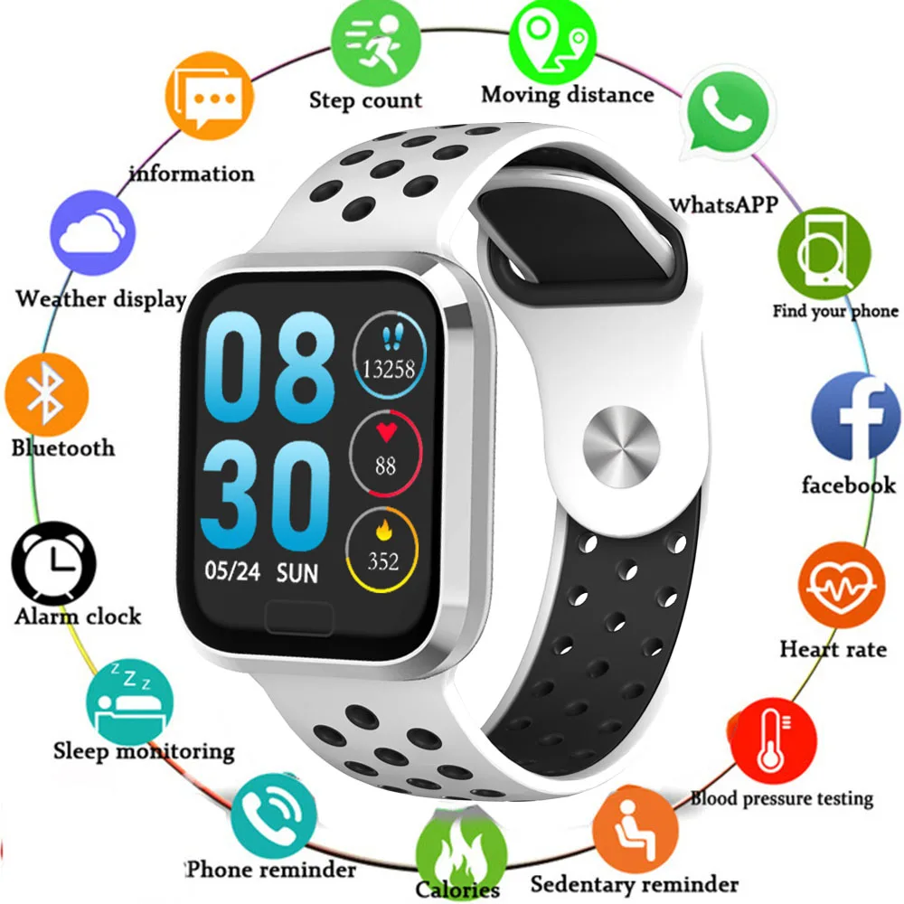 

New M98 Big Screen Fashion Realtime HR and Blood Pressure Oxygen Monitor Music bluetooth Camera Remote Control Smart Watch