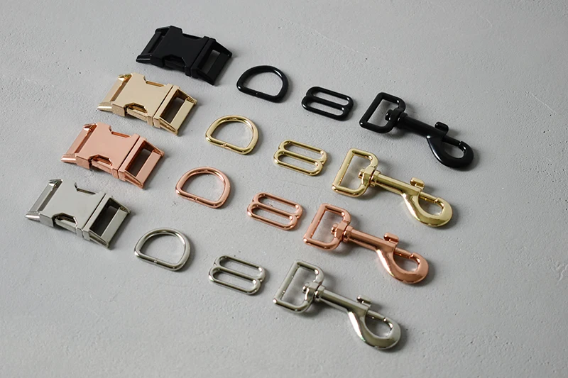 20 sets Wholesale metal release buckle 25mm snap hook D rings for knapsack dog pet collar leash sliders strap adjusters buckles