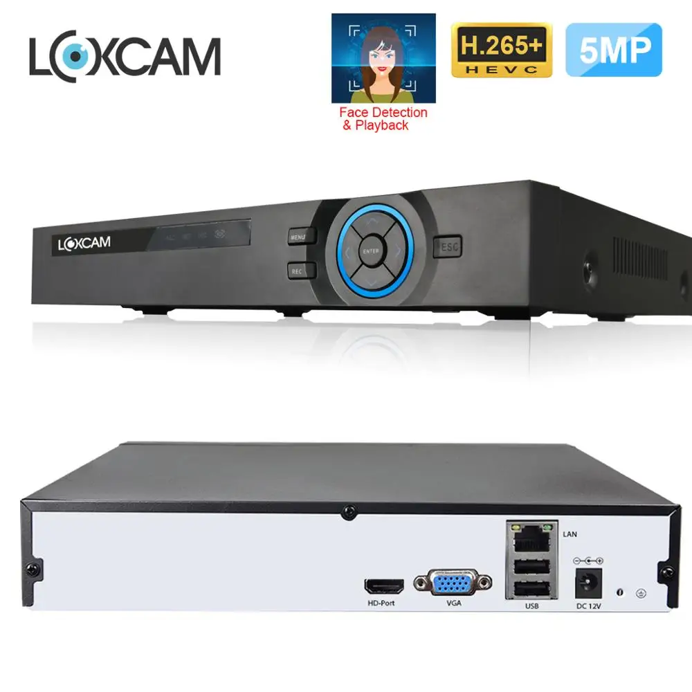 LOXCAM H.265 + HEVC 16CH CCTV NVR система 5MP ONVIF рекордер IP камера 8CH сетевой видеорегистратор P2P