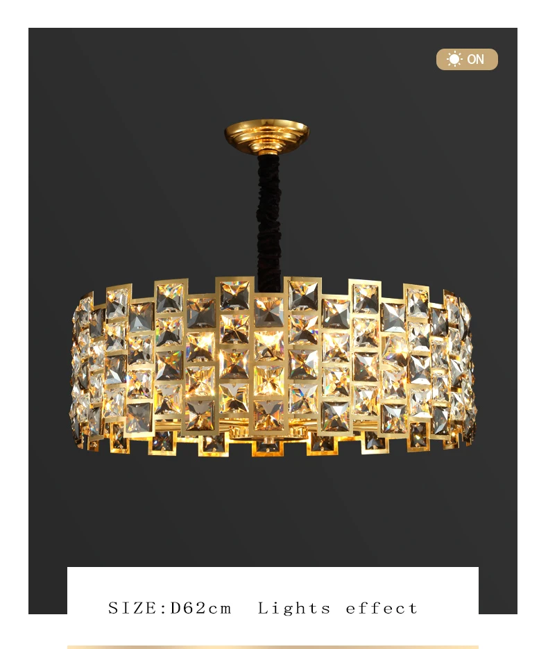 Nordic Golden Modern LED Ceiling chandelier Dining Room Decoration Lamp Square, Round Crystal Lamp mid century modern chandelier