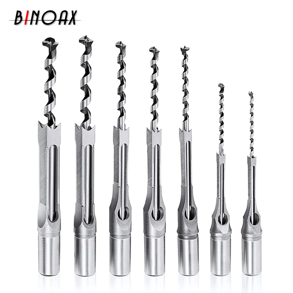 6/7 Pcs Square Hole Saw Drill Bits Woodworking Hole Wood Mortising Chisel Set Mortise Chisel Bit Kit Tool Set 6/8/9.5/12.7/15/16