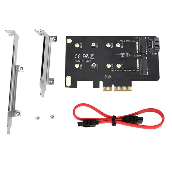 Pa02-Rtk Ngff M.2 конвертер PCI-E адаптер Pci-E X4 к Ngff Ssd для 2280 мм B ключ+ M ключ Ngff M.2 Ssd черный