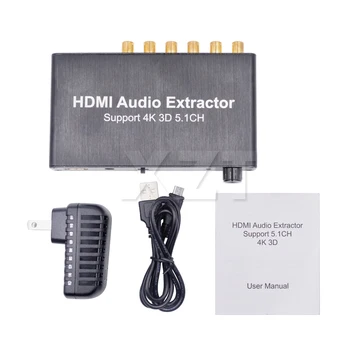 

HDMI Audio Extractor 4K 3D 5.1CH Decode Coaxial to RCA AC3/DST to 5.1 Amplifier Analog Converter for HDTV PS4 TV Box DVD Xbox