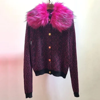

Women Casual Sweater Cardigan Elastic Fur Collar Coat 2019 Fall Knitted Cardigan Coat Women