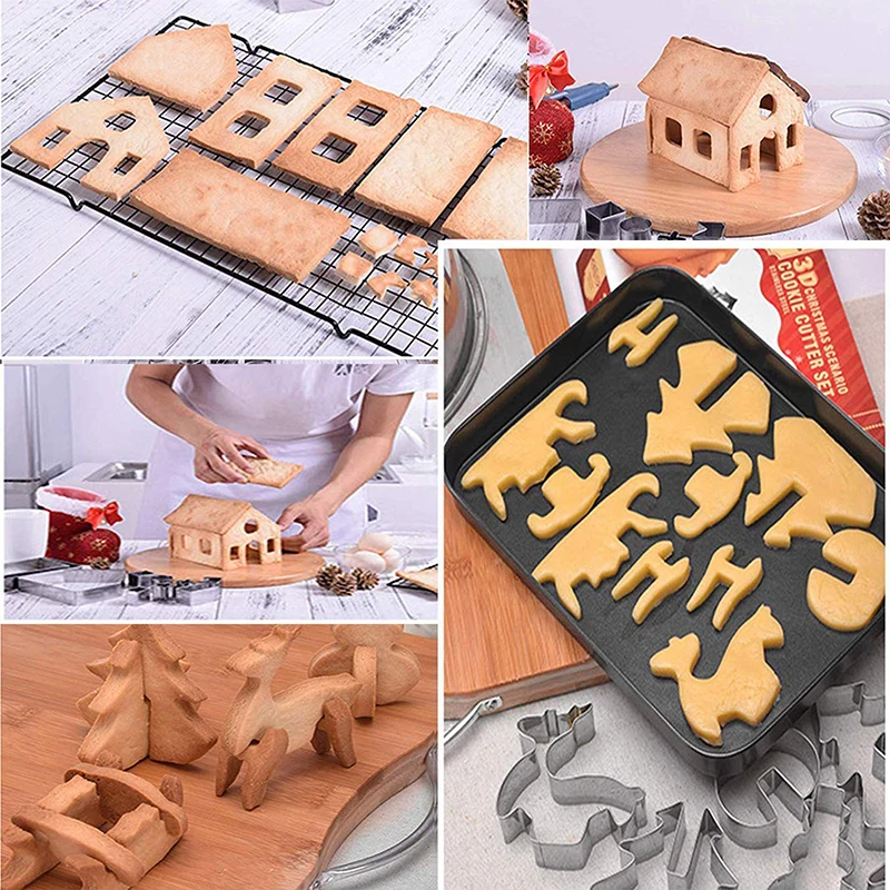 8 шт. Рождественский сценарий формочки для печенья DIY формы для печенья из нержавеющей стали инструменты для украшения торта помадка формы приспособления для выпечки