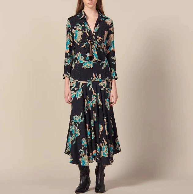 2019 herfst en winter nieuwe vintage stijl lange mouw bloemenprint vrouwen maxi lange jurk 2019 herfst en winter nieuwe vintage stijl lange mouw bloemenprint vrouwen maxi lange jurk