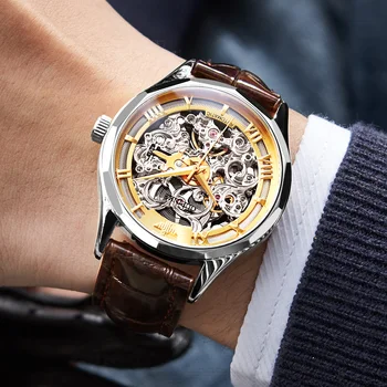 Men Watches 2020 Luxury Men Mechanical Wristwatch Leather Classic Automatic Watch Men Skeleton Business Montres Mecaniques 2