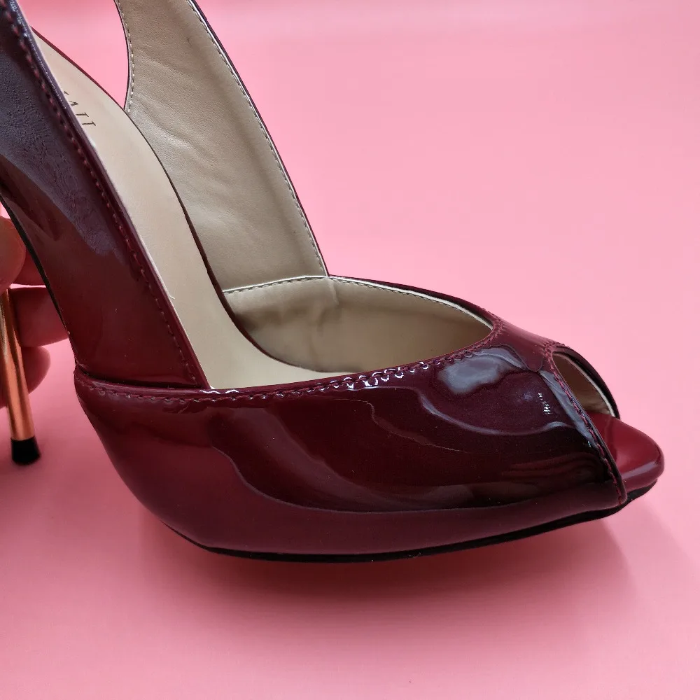 Пикантные лакированные туфли-лодочки черного и красного цвета модельные туфли на высоком каблуке вечерние женские туфли-лодочки новые летние туфли с открытым носком на шпильке 11 см