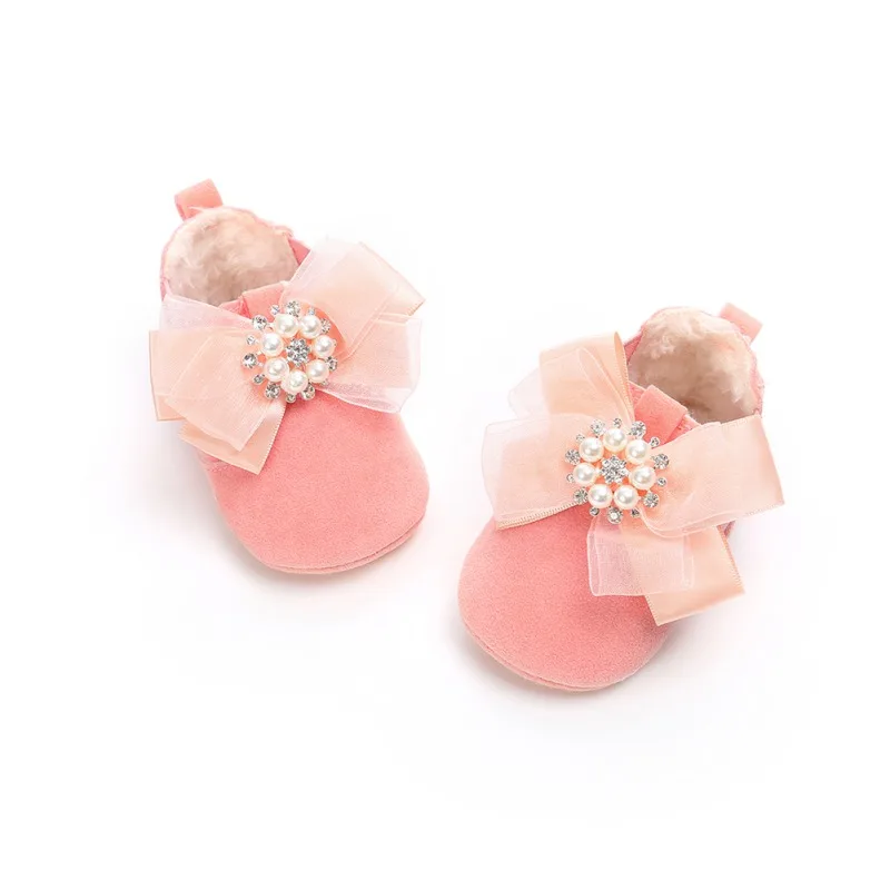 P warm short boots fashion new style Flower pu leather baby moccasins shoes sofe sole baby girls boys shoes baby boots - Цвет: P