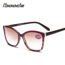 Iboode женские кошачий глаз солнцезащитные очки для чтения женские модные большие оправы для чтения дальнозоркости очки мужские с диоптрием+ 1,0 до+ 4,0
