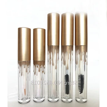

2.5ML 3.5ML Cosmetic Mascara Tube with Gold Cap, Clear Empty DIY Beauty Lip Gloss Bottle, Makeup Eyeliner Refillable Containers