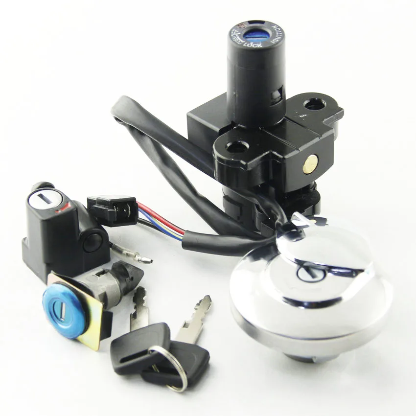 Motorcycle Ignition Switch Fuel Gas Tank Cap Cover Seat Lock Key Set Kit For Honda CL400 1999
