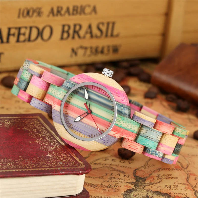Fashion Delicate Wooden Women Bracelet Watches Luminous Pointer Clock Quartz Movement Wristwatch Full Wood Band Reloj for Lady