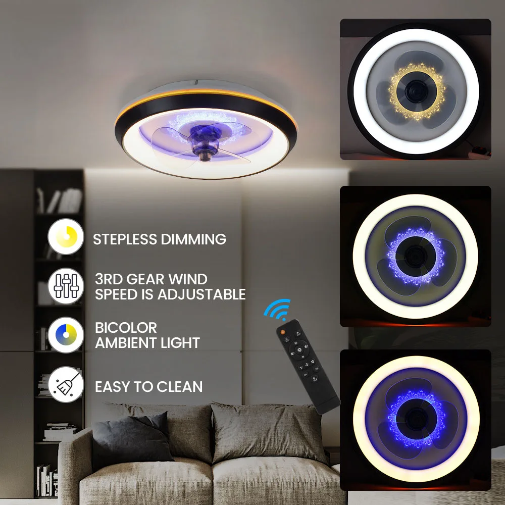 

Ceiling Fan with LED Lights 80W LED Lamp with Remote Controller Dimmable Warm White Cool White for Bedroom Restaurant Dining