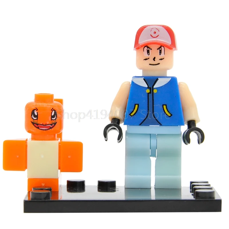 Одиночная карманный монстр мультфильм пепел Кетчум Пикачу чармандер Бульбазавр собранные наборы модели кирпичные игрушки строительные блоки - Цвет: C