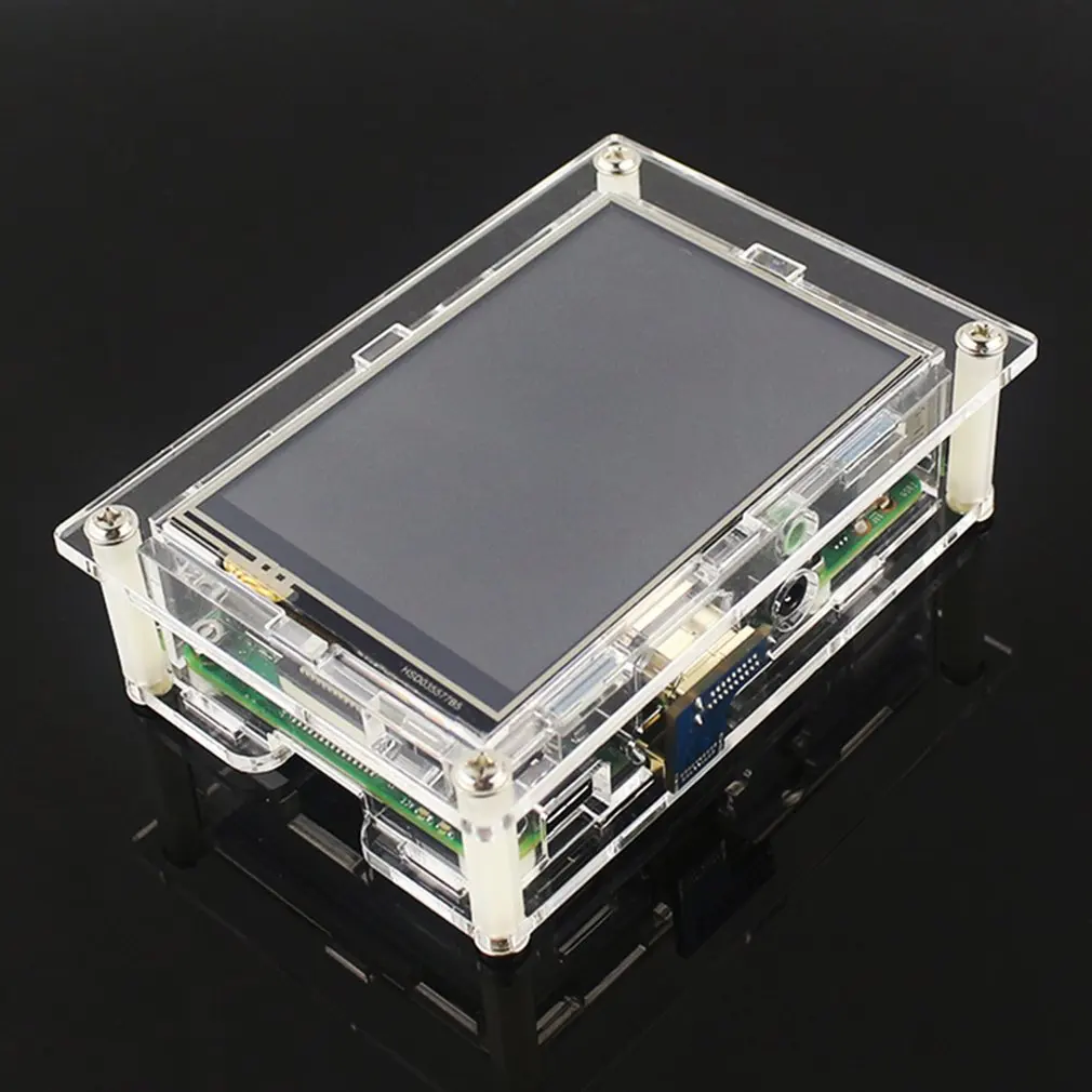Для Raspberry Pi 4 Модель B акриловый чехол прозрачный корпус для 3,5 дюймов HDMI Сенсорный Экран Дисплей Корпус