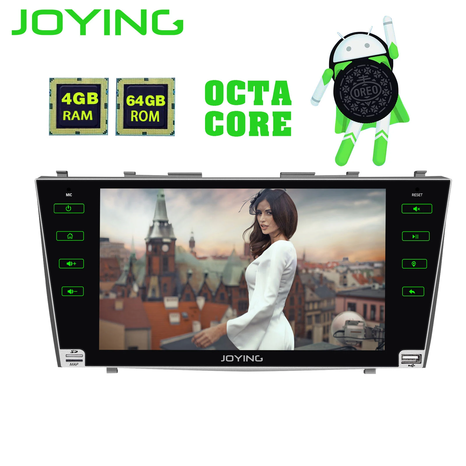 Perfect JOYING 4GB RAM Android 8.1 Car stereo BT Radio player for TOYOTA CAMRY touch Screen steering-wheel GPS Navi head unit for AURION 4