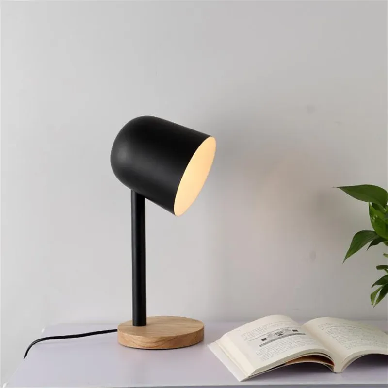 

Mini simple iron wood table lamp eye protect desk lamp