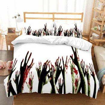 

Terror Bedding Set Halloween Gift Adult Boys Duvet Cover Pillowcase Zombie Comforter Cover Twin Full Queen King Double Bed Cover