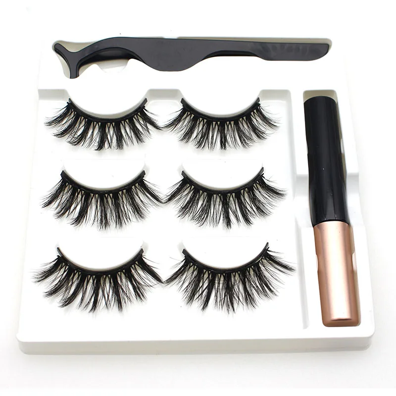 

Credevtop 3 Pairs Magnet Eyelash Magnetic Liquid Eyeliner Magnetic False Eyelashes Tweezer Set Long Lasting Eyelash Extension