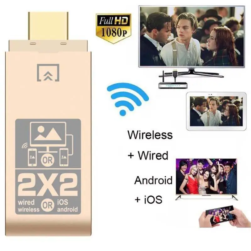 

2.4G 1080P Dual Mode Android TV Stick Wireless HDMI Wifi Display Dongle Miracast Airplay Mirror Dual System For IOS Projector