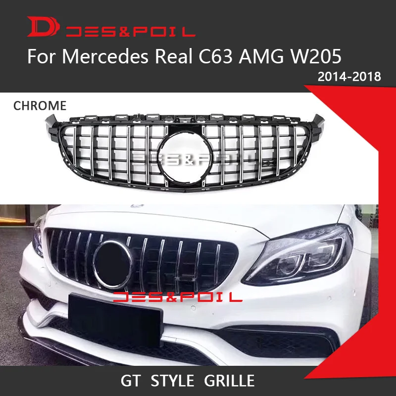 

For Mercedes C Class Real C63 AMG GT Grille Panamericana Front Bumper Racing Grill 2015-2021 Coupe Sedan 2 Door 4 Door C63S