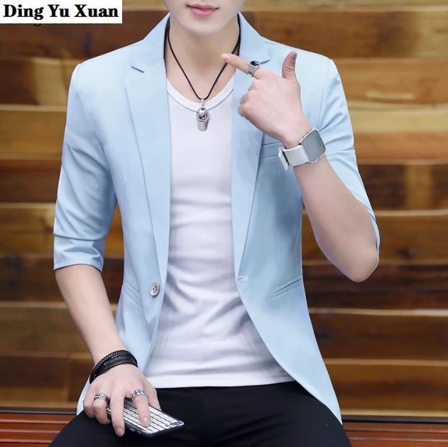 Blazer Lengan Pendek Musim Panas Pria Jaket Setelan Kasual Pria Blazer Hitam Putih Biru Merah Muda Pria Untuk Remaja Blazers Aliexpress