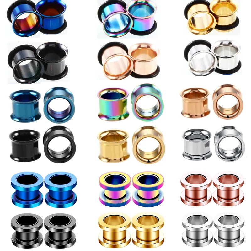 Stainelss Steel Ear Gauge Plugs And Tunnels 1.6-30mm 2PCS Flesh Strecher Ear Reamer Expander Piercing Oreja Dilataciones Jewelry ear piercing tool piercing jewelry ear piercing jewelry metal jewelry body piercing jewelry body jewelry piercing tool