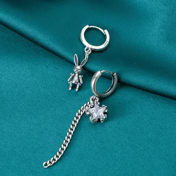 

Cubic Zirconia Star Rabbit Vintage Earring for Women 925 Sterling Silver Long Chain Drop Earrings Fashion Jewelry 2020