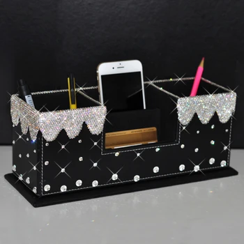 

Creative Diamond Pencil Holder Handmade Rhinestone Makeup Brush Tool Storage Container Multifunction Desk Home Office Storage