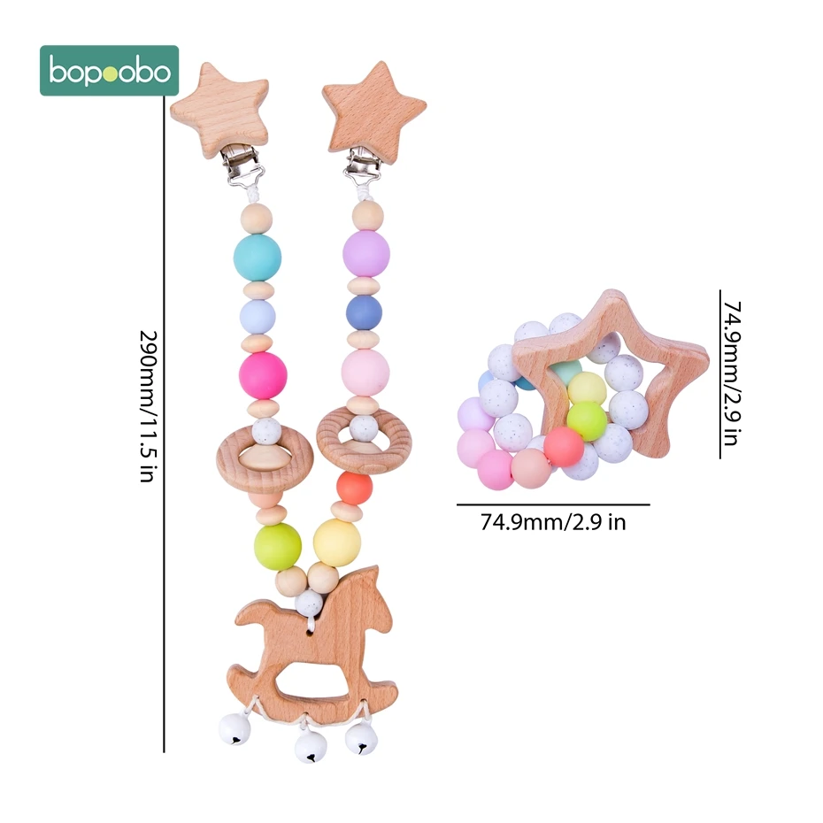 Candy Set 2 Деревянная детская игрушка, зажим для коляски, детская Мобильная коляска, персонализированная силиконовая цепочка для пустышки из бисера, Жевательная из силикона, погремушка, деревянный Прорезыватель для малышей - Цвет: Candy Set 2