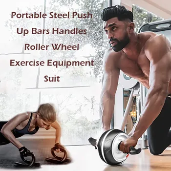 

Portable Pushup Stands Steel Push Up Bars Handles Roller Wheel Exercise Equipment Suit Roller Wheel Exercise Equipment