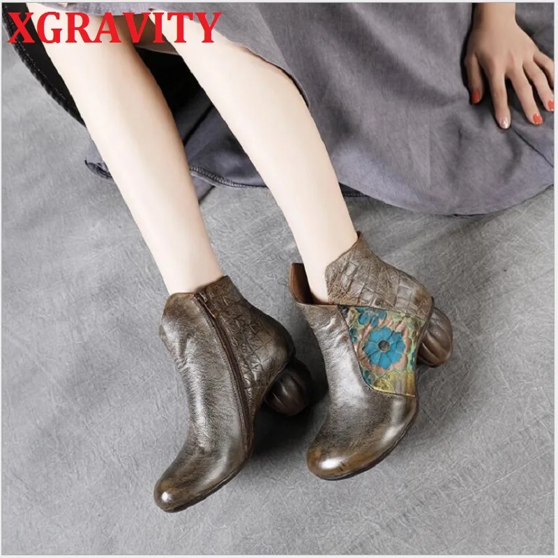 

XGRAVITY S077 New Fashion Shoes Flower All Matched Ladies Boots Fashion High Heel Pumps Winter Women Boots Female Shoes Girls