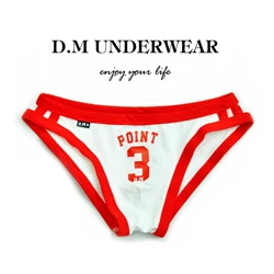 Fashion Gay Male Number Briefs Black white Red Personality Men's Underwear Youth Low Waist Sexy Boyshort