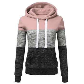 

Women Sweatshirts Autumn Winter Simple Long Sleeve Cute Hoodies Color Matching Casual Loose Hooded Sweet Sweatshirts Y6