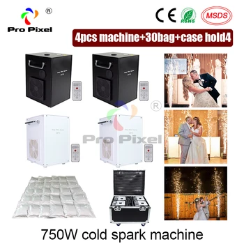 

4pcs With Flightcase And 30 Bags Powder 750W Cold Spark Firework Machine Dmx And Remote Smokeless Fountain For Wedding