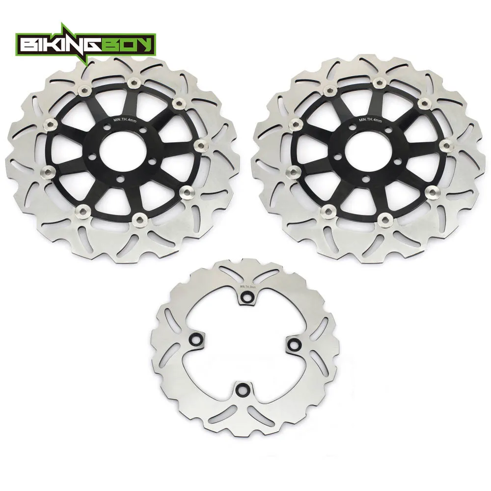 BIKINGBOY для KAWASAKI ZX6R Ninja ZX600F 95-97 ZX12R 04-06 ZZR 600 400 90-92 ZR 750 Zephyr Передние Задние тормозные диски роторы - Цвет: Wavy Black