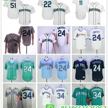 Сшитые мужские футболки Seattle Ken Griffey Jr. Ichiro Suzuki Felix Hernandez James Paxton Edgar Martinez Jersey camiseta maillot