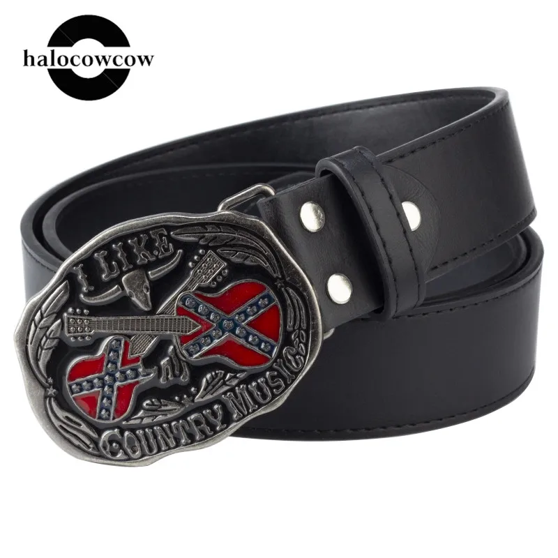 

Metal Guitar Buckle Belt Music Guitar Belt Performer Decorative Belts Strap Guitar Style Men's Leather Belt 90 100 110 120 130cm
