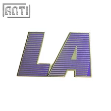 

Custom Fashion LA Lapel Pin For Suit Men Purple Hard Enamel Gold Metal For Business Dress 1.5inch