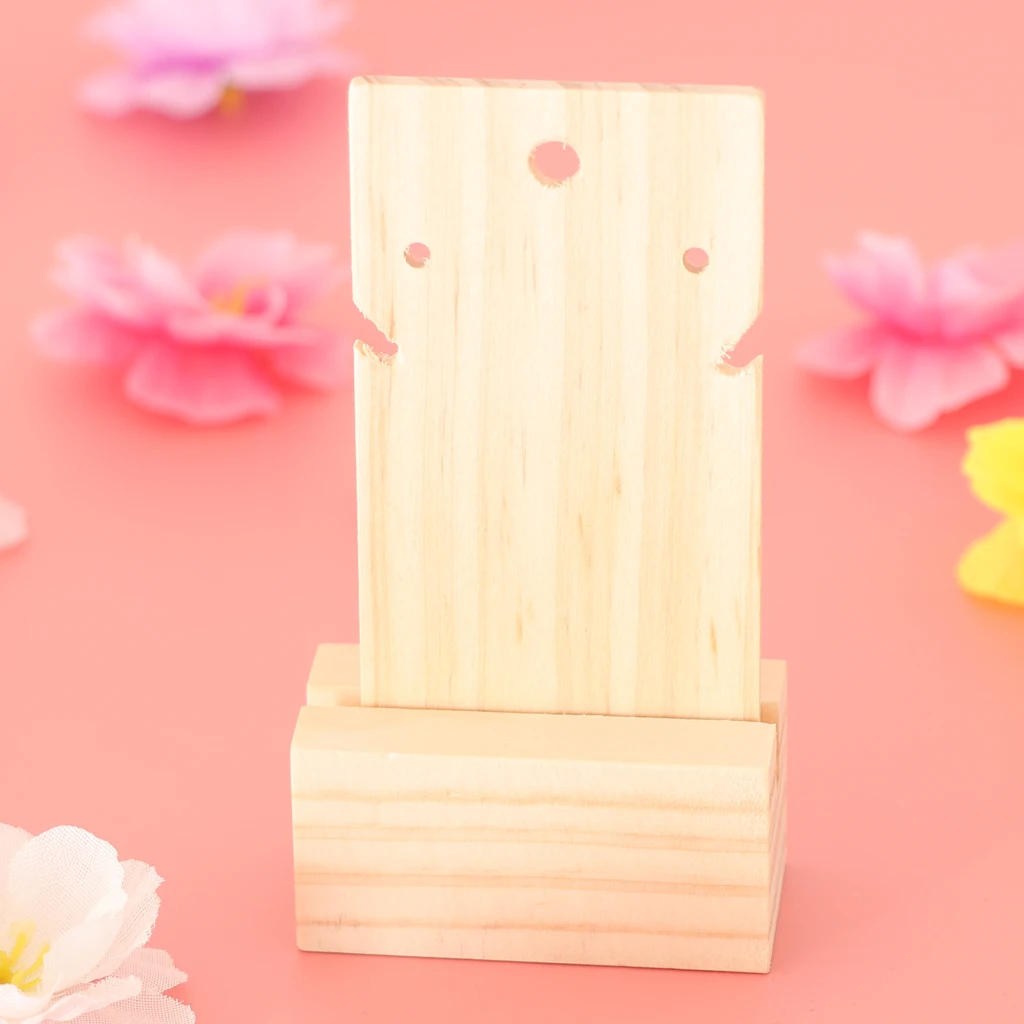 Natural Wooden Earring Holder Stand Jewelry Organizer Display Storage Rack