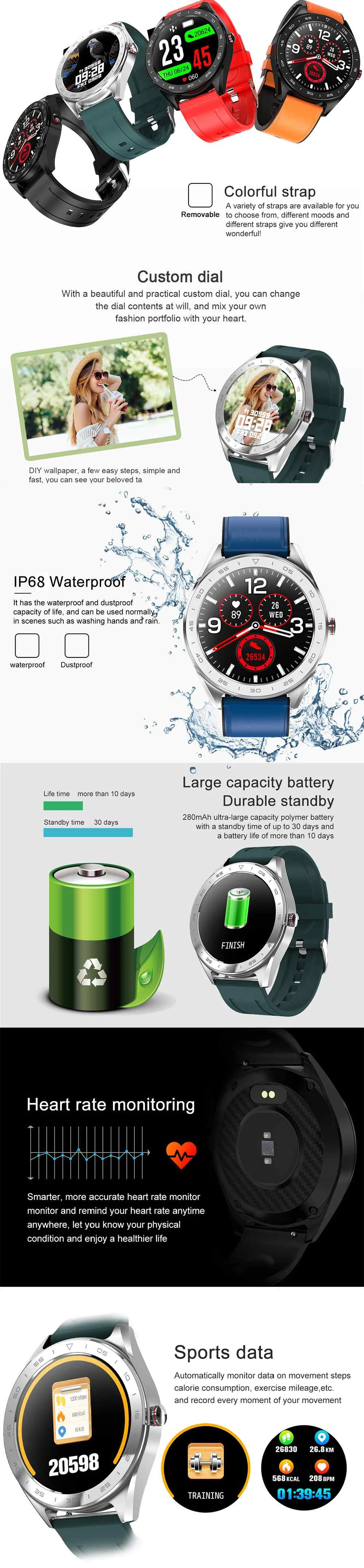 Bakeey Watch5 Flull-touch кровяное давление кислородный монитор погода Push Спортивная камера bluetooth Смарт часы для IOS для Android