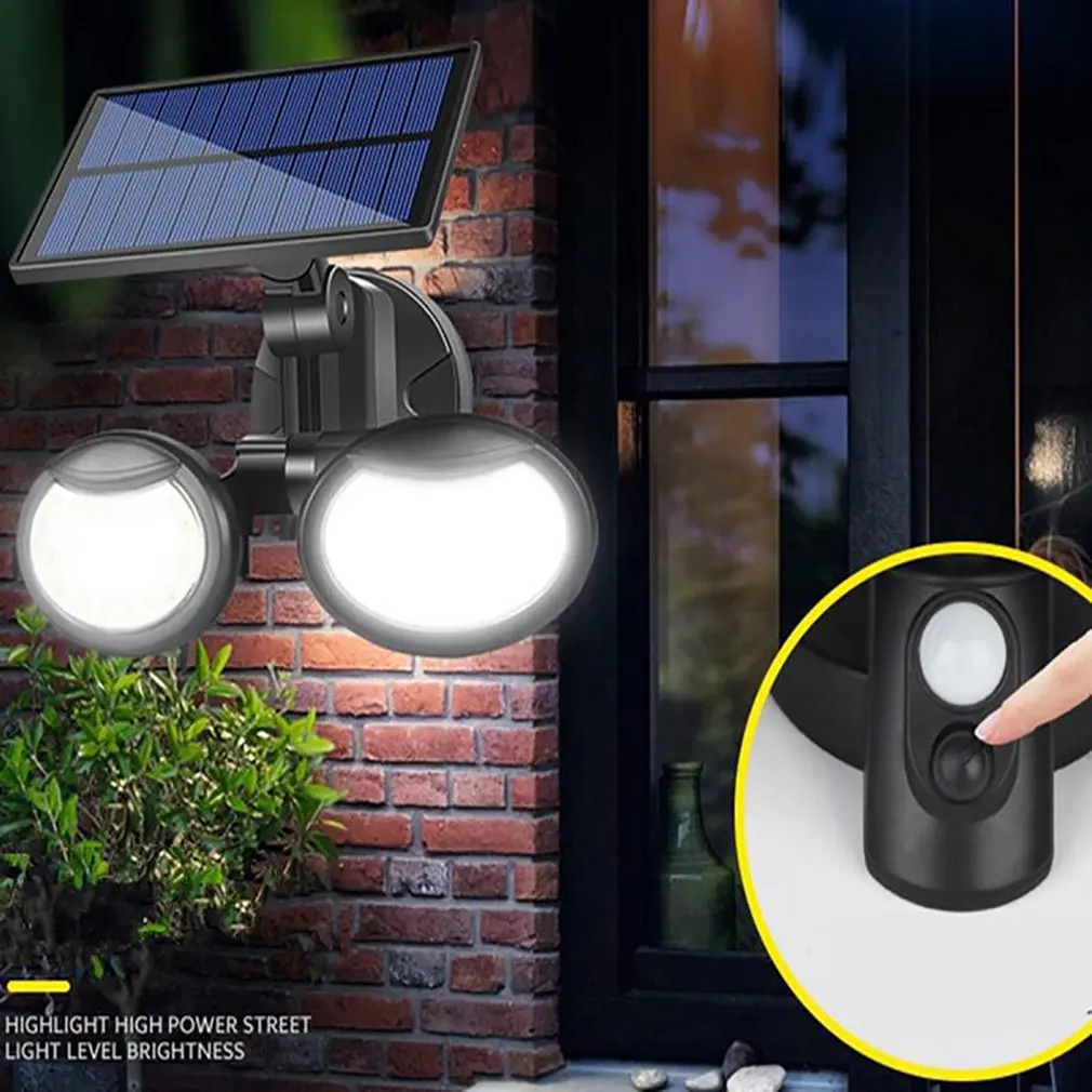 56 LEDs Solar Double Head Wall Lamps Motion Detection Household Garden Outdoor IP65 Waterproof Light