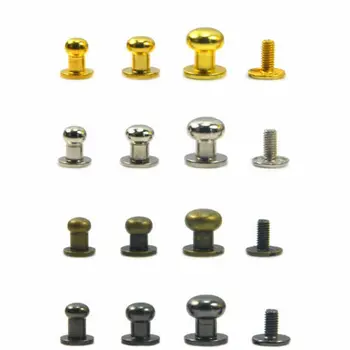 

10-50pcs Solid Brass Round Head Stud Spot Screwback Screw Back Leather Craft Bag Belt Chicago Screw Nail Rivet Nipple Buckle DIY