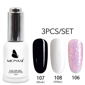 

MONASI Nail Gel Polish Set UV LED Soak Off Base and Top Coat Gel Varnish Manicure Set Nail Art Salon