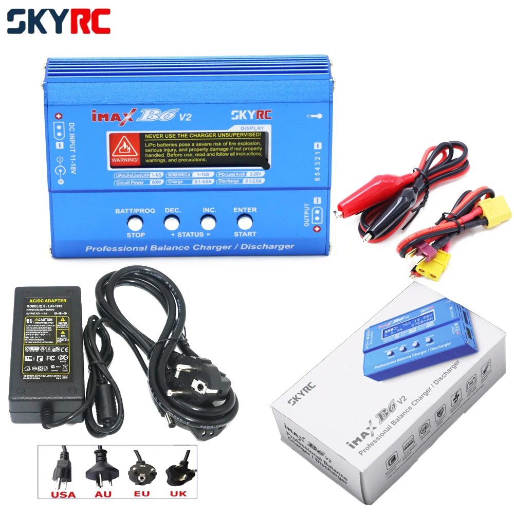 1 шт. SKYRC IMAX B6 V2 Цифровой RC Lipo NiMh зарядное устройство с 12 В 5A AC адаптер питания(ЕС/США/Великобритания/Австралия штекер