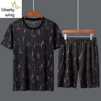 

Plus Size 10XL Printing Hip Hop Short Sleeve O-Neck Sweatshirt + Shorts Sportswear Mens Set Fashion Summer Tracksuit Two Piece